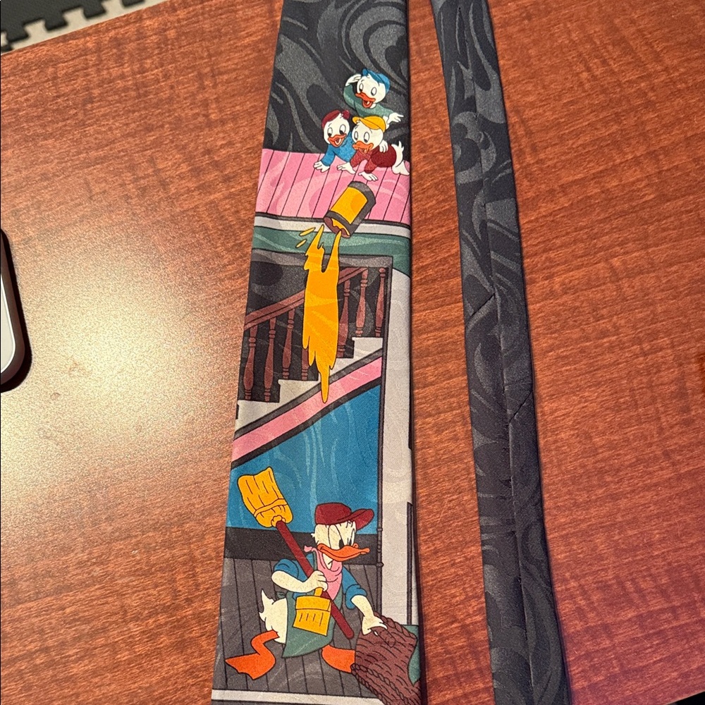 Cartoon Character Print Tie - Black and Multicolor